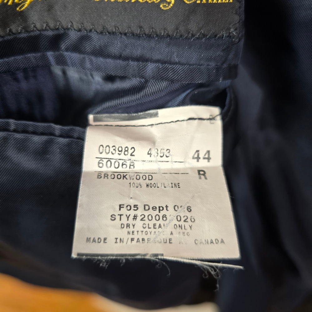 Brooks Brothers Loro Piana Blazer Gold Buttons Brooksease 44R Navy Blue Wool - Picture 4 of 12